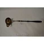 A white metal punch ladle, the turned wooden handle with ivory knop, the bowl stamped 830, 39cm.