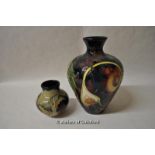 Moorcroft Pottery, a vase in Queen's Choice pattern, 18.5cm; a small Morrcroft Pottery vase