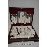 A walnut canteen containing a suite of silver plated cutlery.