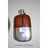 *A silver plated and crocodile skin hip flask by James Dixon, 1930's, monogrammed B. (Lot subject to