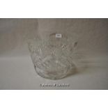 A large cut glass punch bowl, 20cm tall.