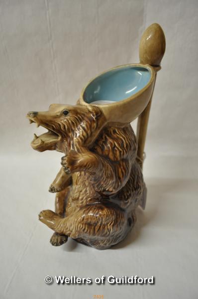 A 19th Century Holdcroft majolica jug modelled as a bear, 23cm.