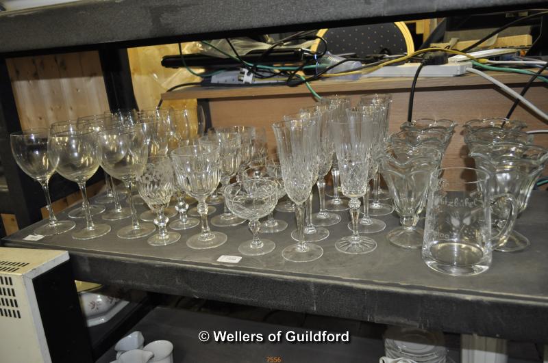 A quantity of stemware including champagnes, wines etc