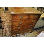 A walnut finish chest of two short and three long drawers, 91 x 90 x 47cm.