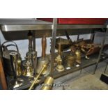 Shelf of brasswares