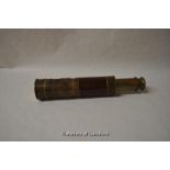 An antique brass and wood telescope, unsigned.