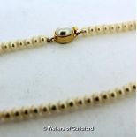 Pearl Necklace, with pearl invisible set gold plated clasp 19.6g