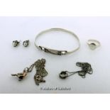 *Assortment of silver jewellery, including earrings, ricngs and necklaces 24.6g (Lot subject to