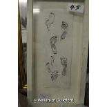 Michele Hannan, porcelain plaque 'Footprints', limited edition of 300, signed, framed and glazed,