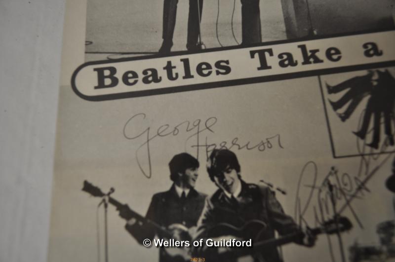 Beatles autographs: a loose magazine page entitled Beatles Take a Bow, signed by Ringo Starr, George - Image 4 of 10