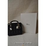 Lady Dior Cannage handbag in navy blue, with dustbag and in original box.