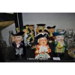 Town crier character jugs, makers include Tony Wood, Roy Kirkman and Staffordshire Fine Ceramics (