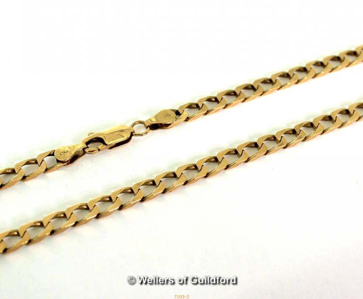 Tests As 9ct gold Flat Curb Chain Necklace 13.6g, Stamped 9kt,Italy - Image 2 of 2