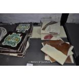 Ten Victorian floral decorated tiles; 10 Art Nouveau decorative tiles.