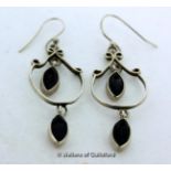 *Silver Amethyst Drop earrings. Test as silver. 5.4g (Lot subject to VAT)