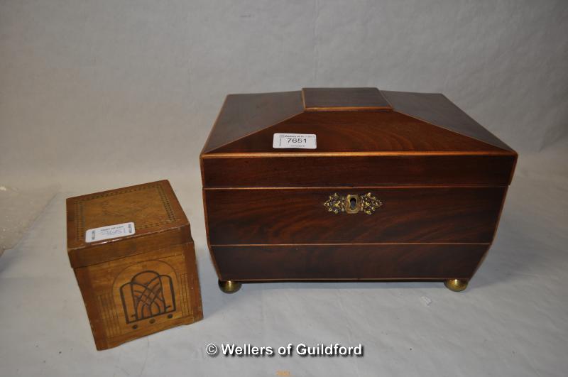 *Mahogany writing box and vintage wooden toy