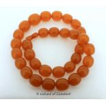 A Vintage Battic Butterscotch Egg Yolk Amber Necklace, 115g