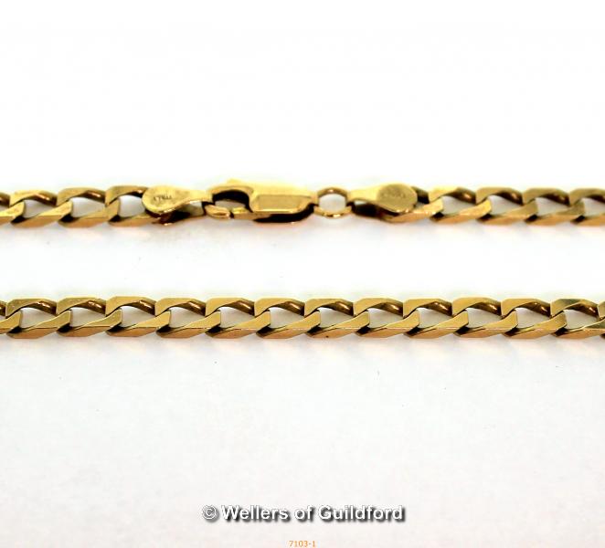 Tests As 9ct gold Flat Curb Chain Necklace 13.6g, Stamped 9kt,Italy