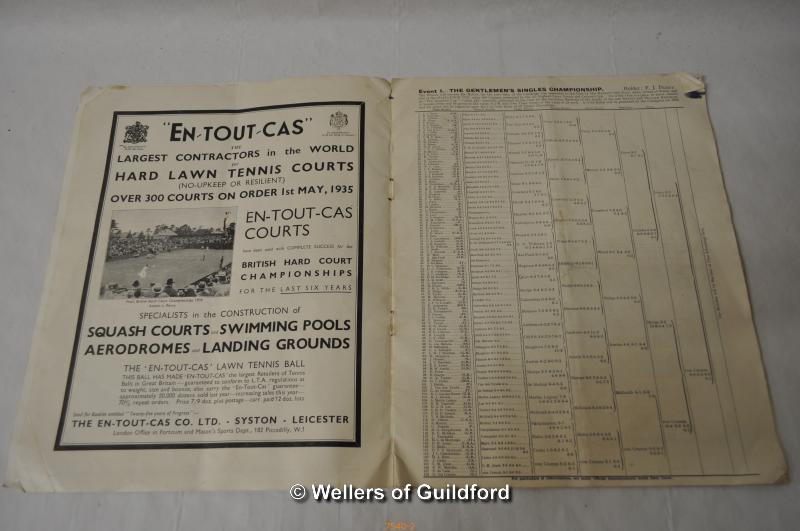 Wimbledon Lawn Tennis Championsip Meeting, 1935 programme for the men's final between Fred Perry and - Image 3 of 3