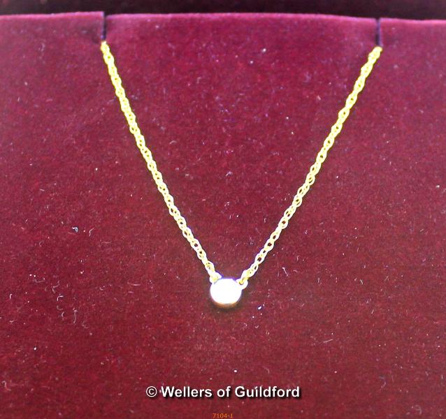 Tada and Toy 18ct Yellow Gold 0.08ct Diamond Solitare Necklace 1.4g