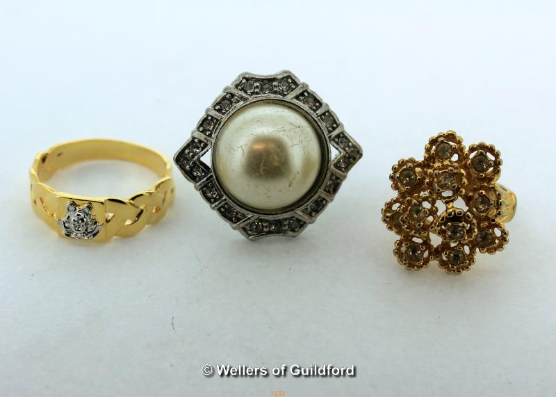 *Three Cocktail Rings, costume Jewellery size L ,Z, O,25.1g (Lot subject to VAT)