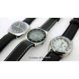 *Three Seiko watches with black leather straps (Lot subject to VAT)