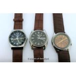 *Three Seiko watches with brown leather straps (Lot subject to VAT)