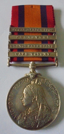 Queens South Africa Medal, four clasps, Cape Colony, Orange Free State, Transvaal and South Africa