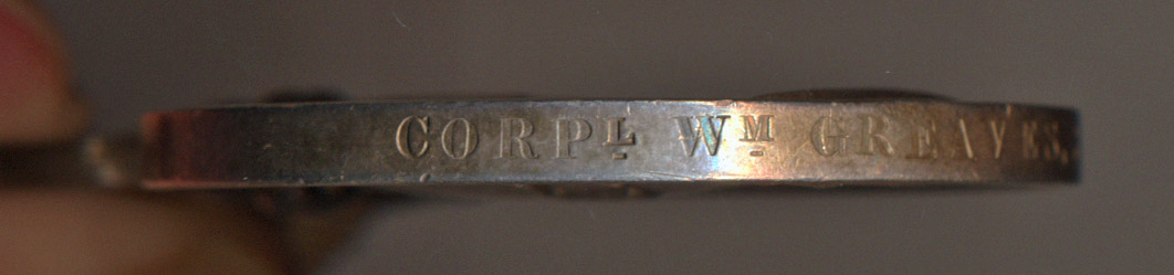 Indian Mutiny Medal no clasp, impressed CORPL Wm GREAVES, 37th REGT. With original ribbon. Sold - Image 3 of 4