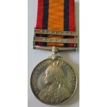 Queens South Africa Medal, two clasps, Natal and Belfast named to 3372 Private J.E.H. Grain, 5th