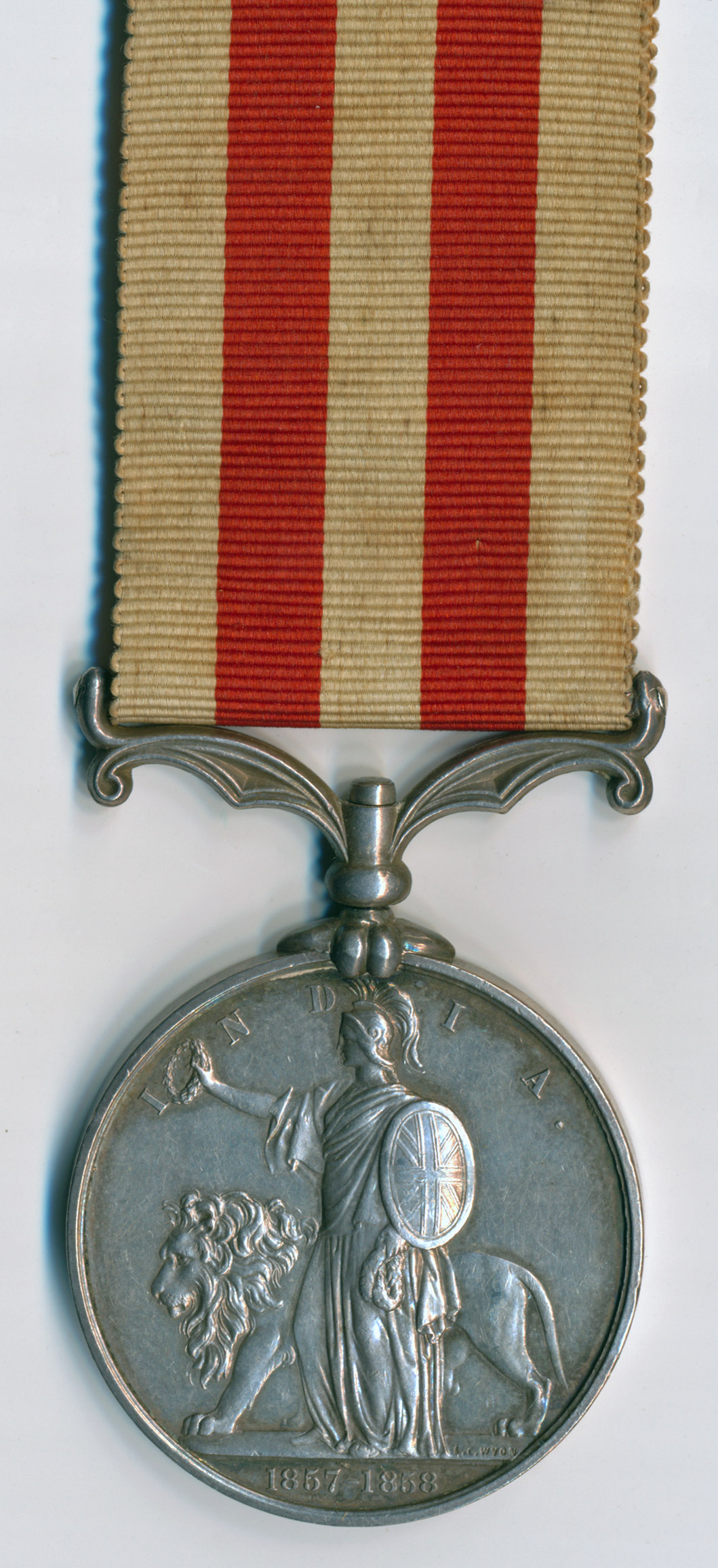 Indian Mutiny Medal no clasp, impressed CORPL Wm GREAVES, 37th REGT. With original ribbon. Sold - Image 2 of 4