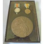 A Pair and Plaque to 2nd Lieutenant J.F. Bruce, Argyll and Sutherland Highlanders, he was