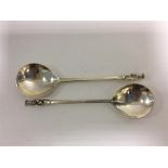 A good pair of silver seal top spoons with gilt de