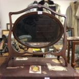 An Edwardian inlaid toilet mirror.