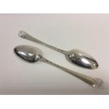 A pair of good bright cut spoons. London. By H&D.
