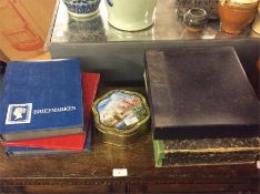 Stamp albums and coins.