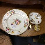 A decorative Dresden style plate etc.