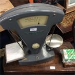 A set of shop Avery scales and weights.