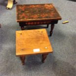 A small oak stool together with a lacquer example.