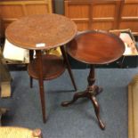 A mahogany pedestal table together with a carved e