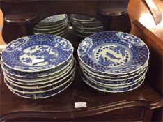 A set of modern blue and white Chinese plates.