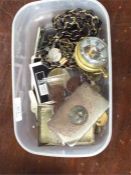 A box containing old coins, purse etc.