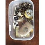 A box containing old coins, purse etc.