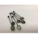 A set of six silver bean top coffee spoons. Sheffi
