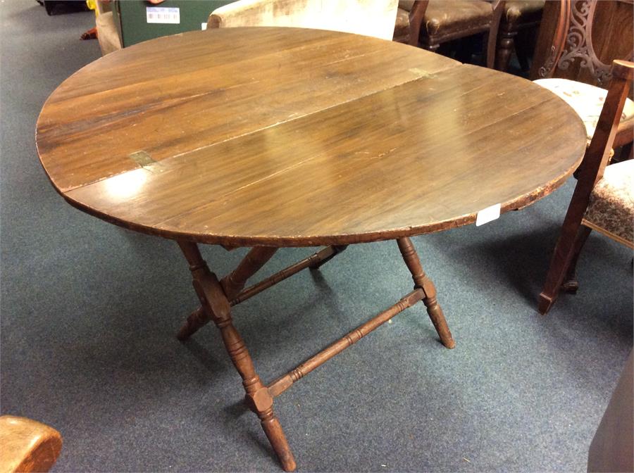 An old folding picnic table.