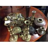 A large collection of old brass etc.