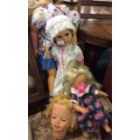 A collection of old dolls.