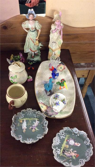 Torquay pottery, souvenir cups and saucers etc.