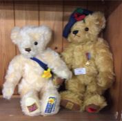 A Merry Thoughts Poppy Appeal teddy bear together