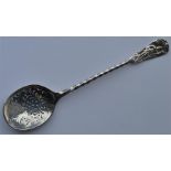 A small sifter spoon with twisted stem. London. By